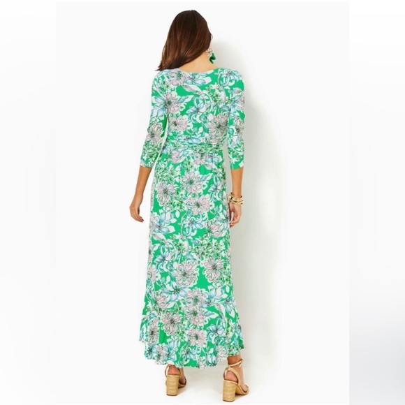 Lilly Pulitzer Moana Maxi Dress Spearmint Blossom Sz Large NEW Green‎ Floral - Picture 2 of 9